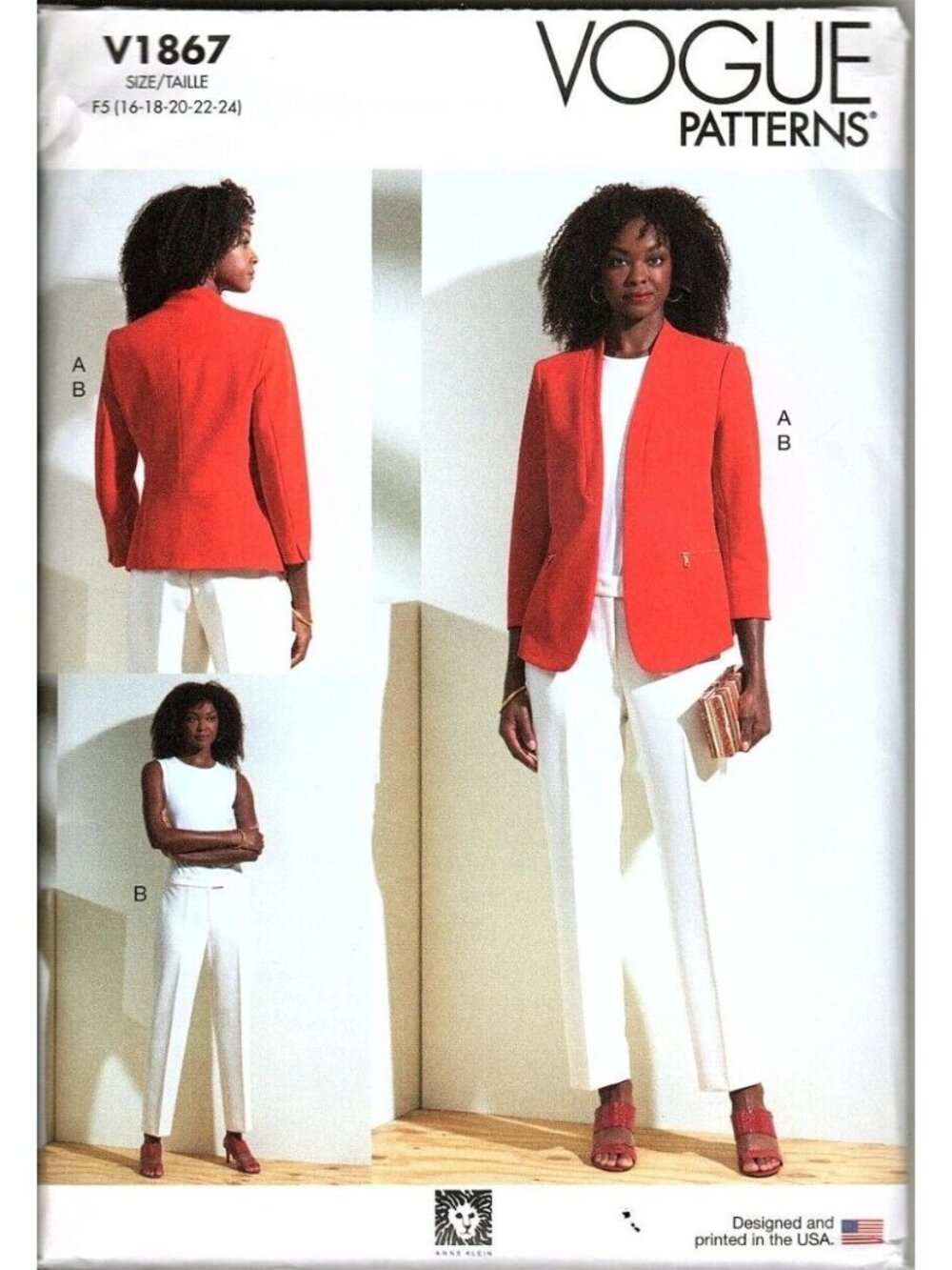 Vogue V1867 Misses 16 to 24 Anne Klein Jacket and Pants Uncut Sewing Pattern